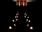 Blick auf das Belvedere bei Nacht.